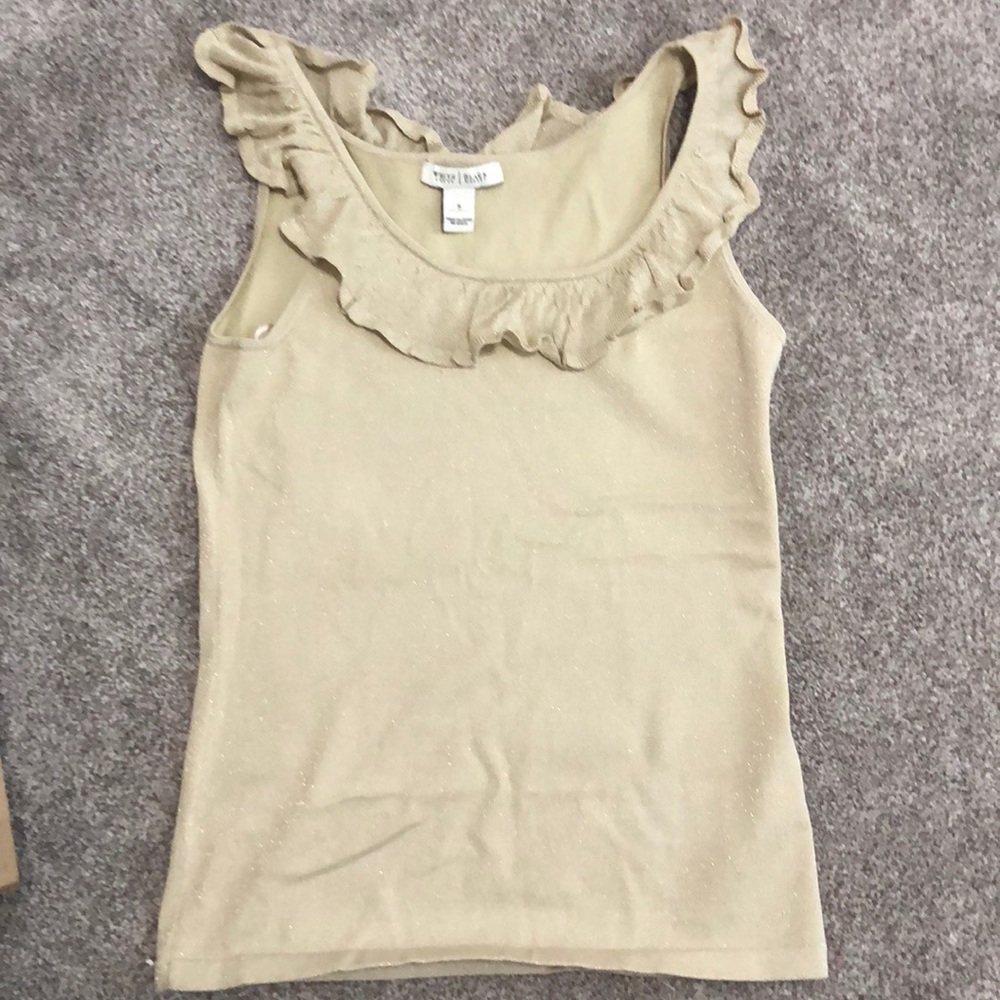Glittery gold top with ruffle neckline